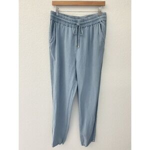 J. Mclaughlin Linen Blend‎ Sunny Jogger Pant Large Blue Coastal Beach